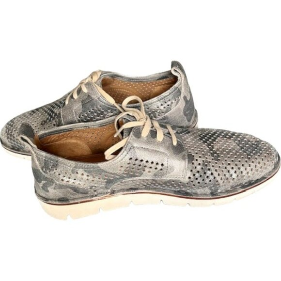 Trask Lena Camo Almond Toe Perforated Oxfords - Silver/Gray - 8 - Picture 10 of 14